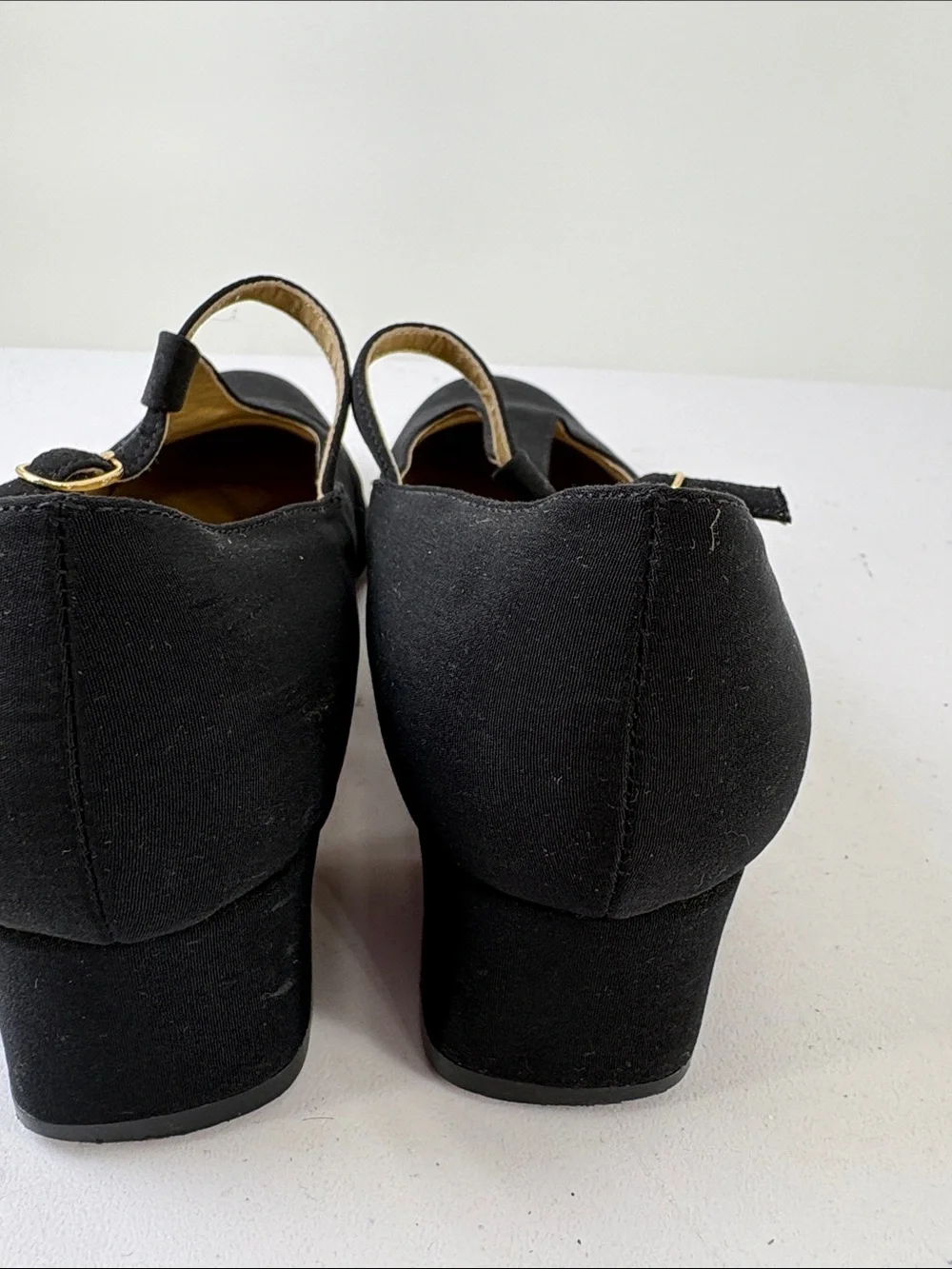 🐨 Nina Doll Black Mary Jane Low Heel Flats with Buckle Strap fabric upper